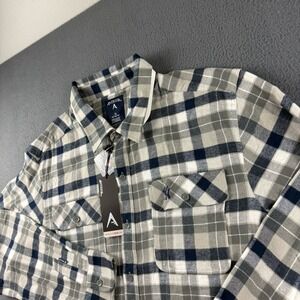 New York Yankees Shirt Men's XL Blue Flannel Plaid Antigua Flap Pockets MLB NEW